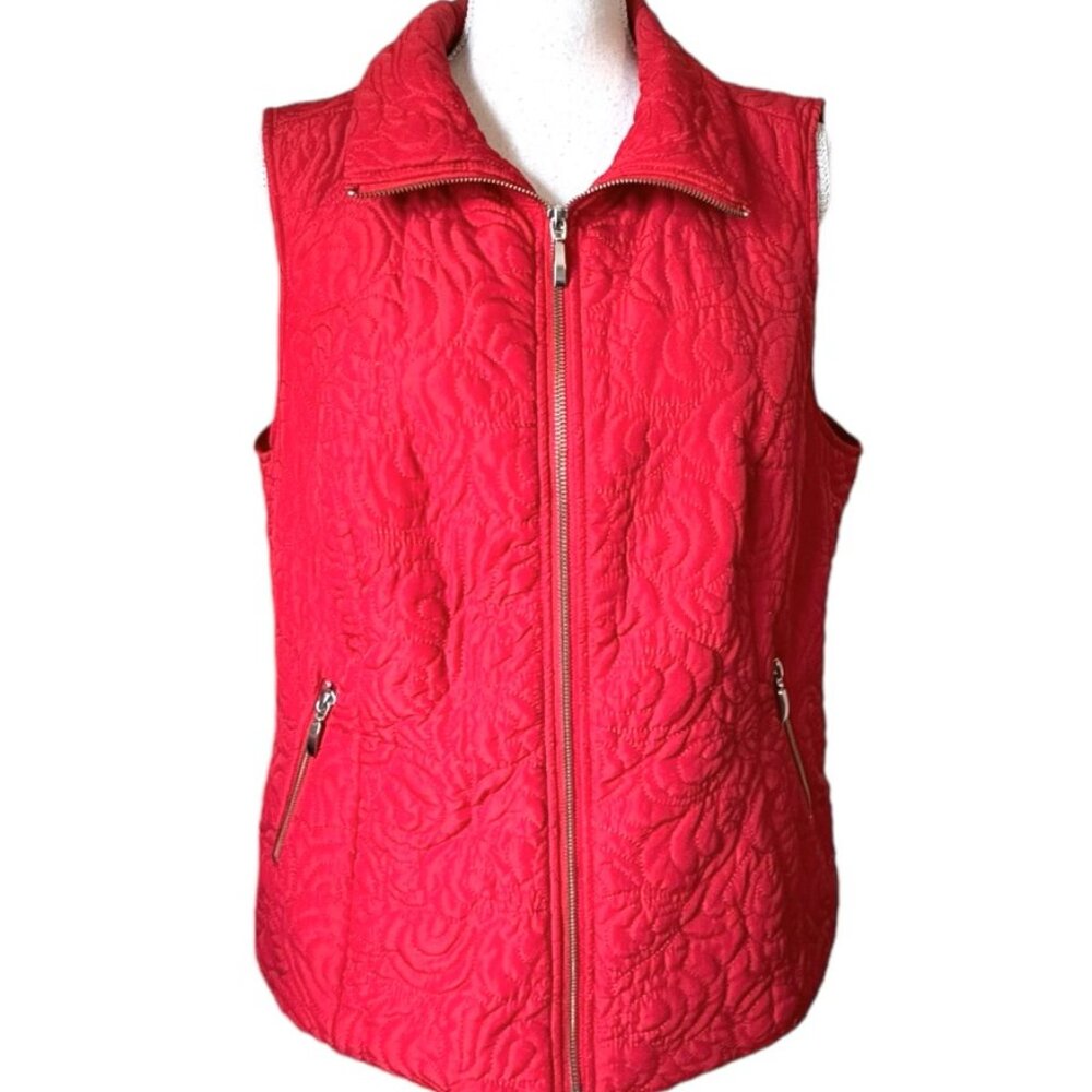 * PERFECT for FALL!!  ZIPPER FRONT RED VEST W/LOWER POCKETS   XLARGE